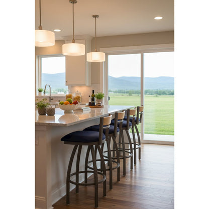 36" Swivel Extra Tall Bar Stool, Bronze Finish, Medium Back, Canter Saddle Seat