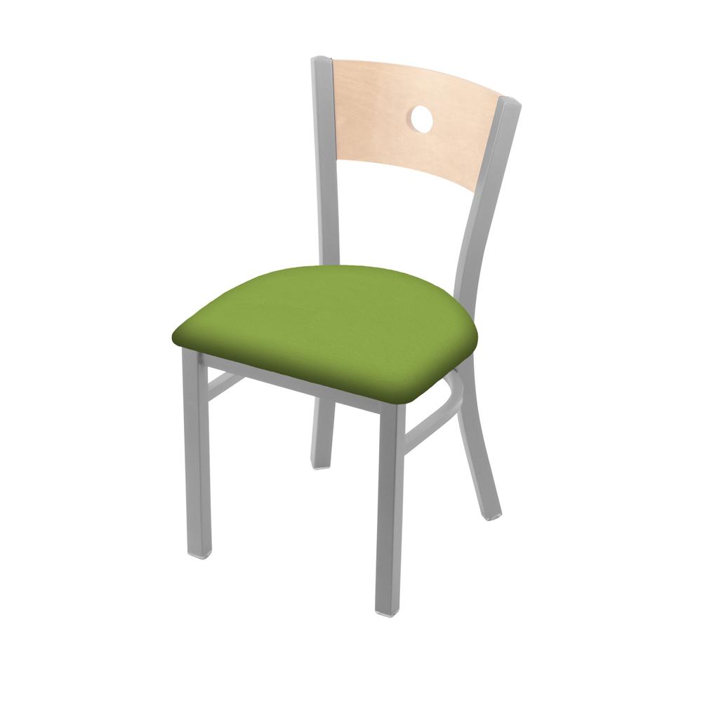 630 Voltaire 18" Chair with Anodized Nickel Finish, Natural Back, and Canter Kiwi Green Seat