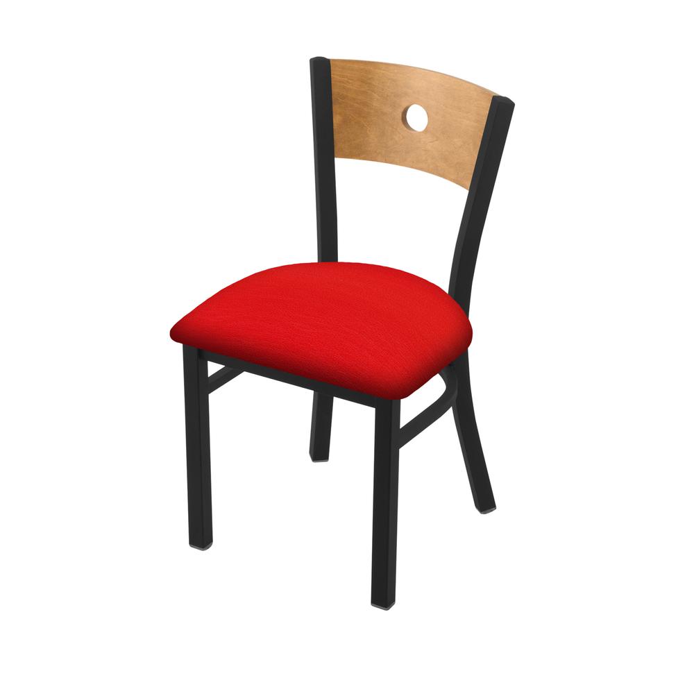 630 Voltaire 18" Chair with Black Wrinkle Finish, Medium Back, and Canter Red Seat