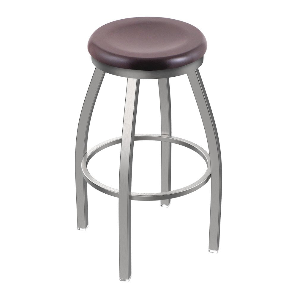 802 Misha Stainless Steel 36" Swivel Bar Stool with Dark Cherry Maple Seat
