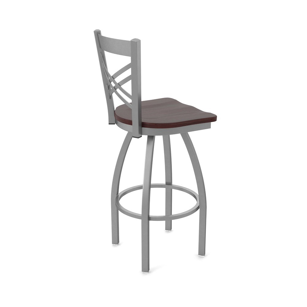 820 Catalina Stainless Steel 25" Swivel Counter Stool with Dark Cherry Maple Seat