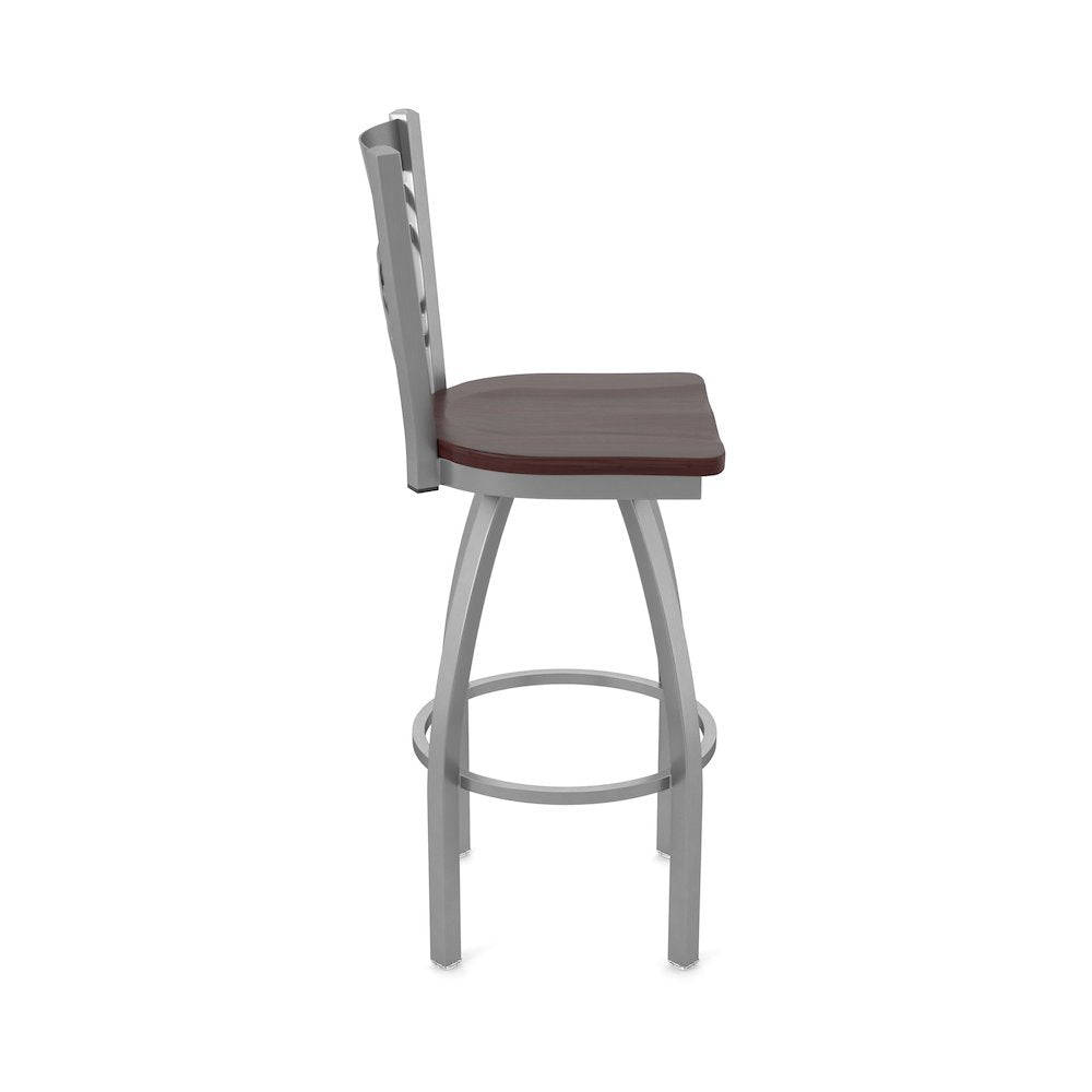 820 Catalina Stainless Steel 25" Swivel Counter Stool with Dark Cherry Maple Seat
