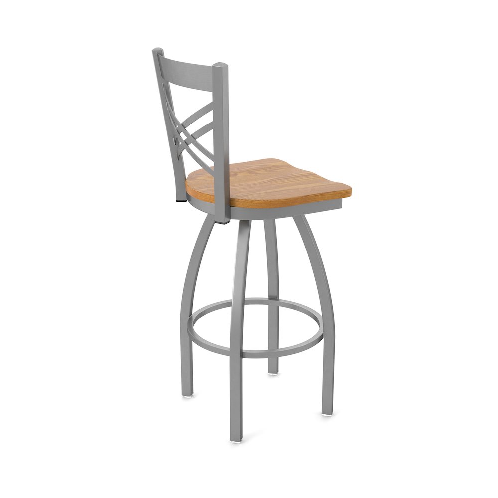 820 Catalina Stainless Steel 36" Swivel Bar Stool with Medium Oak Seat