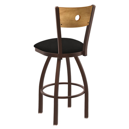 830 Voltaire 36" Swivel Counter Stool with Bronze Finish, Medium Back, and Canter Espresso Seat