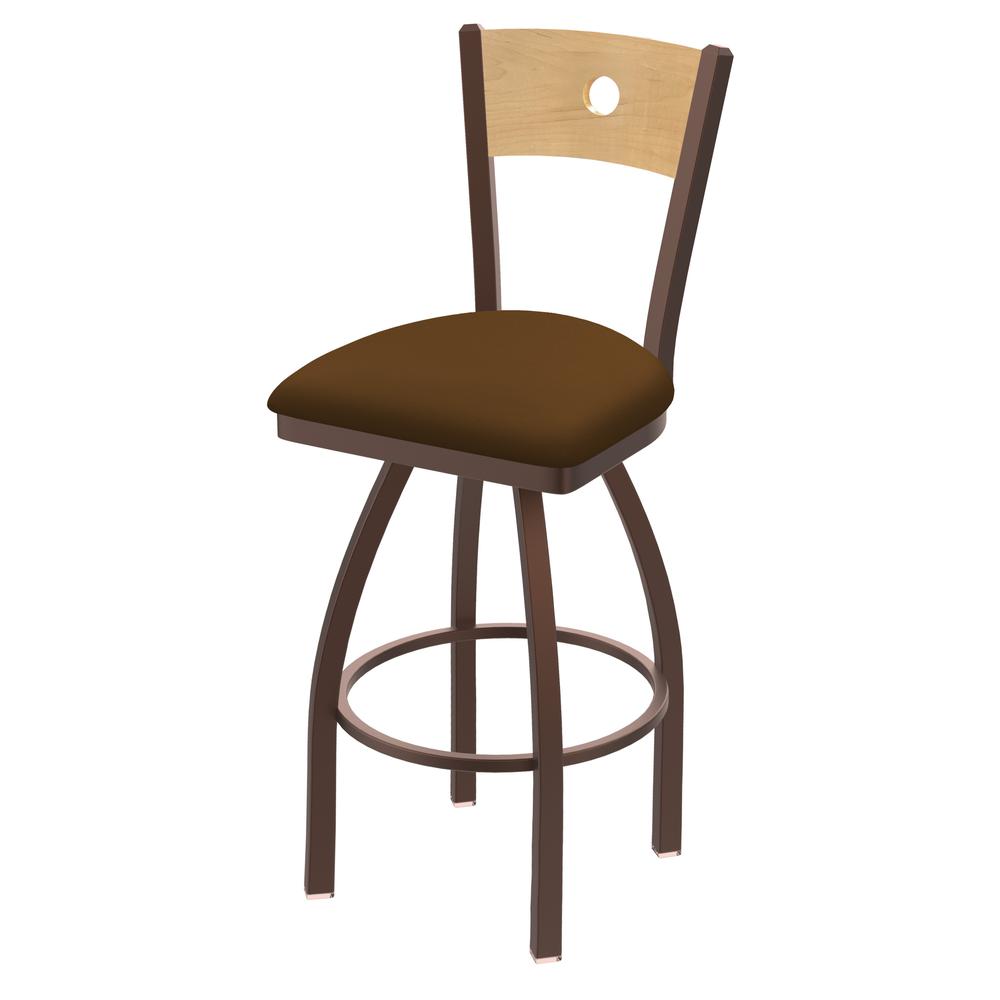 830 Voltaire 30" Swivel Counter Stool with Bronze Finish, Natural Back, and Canter Thatch Seat