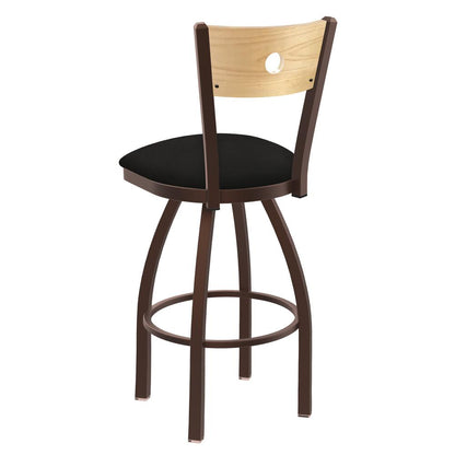 830 Voltaire 36" Swivel Counter Stool with Bronze Finish, Natural Back, and Canter Espresso Seat