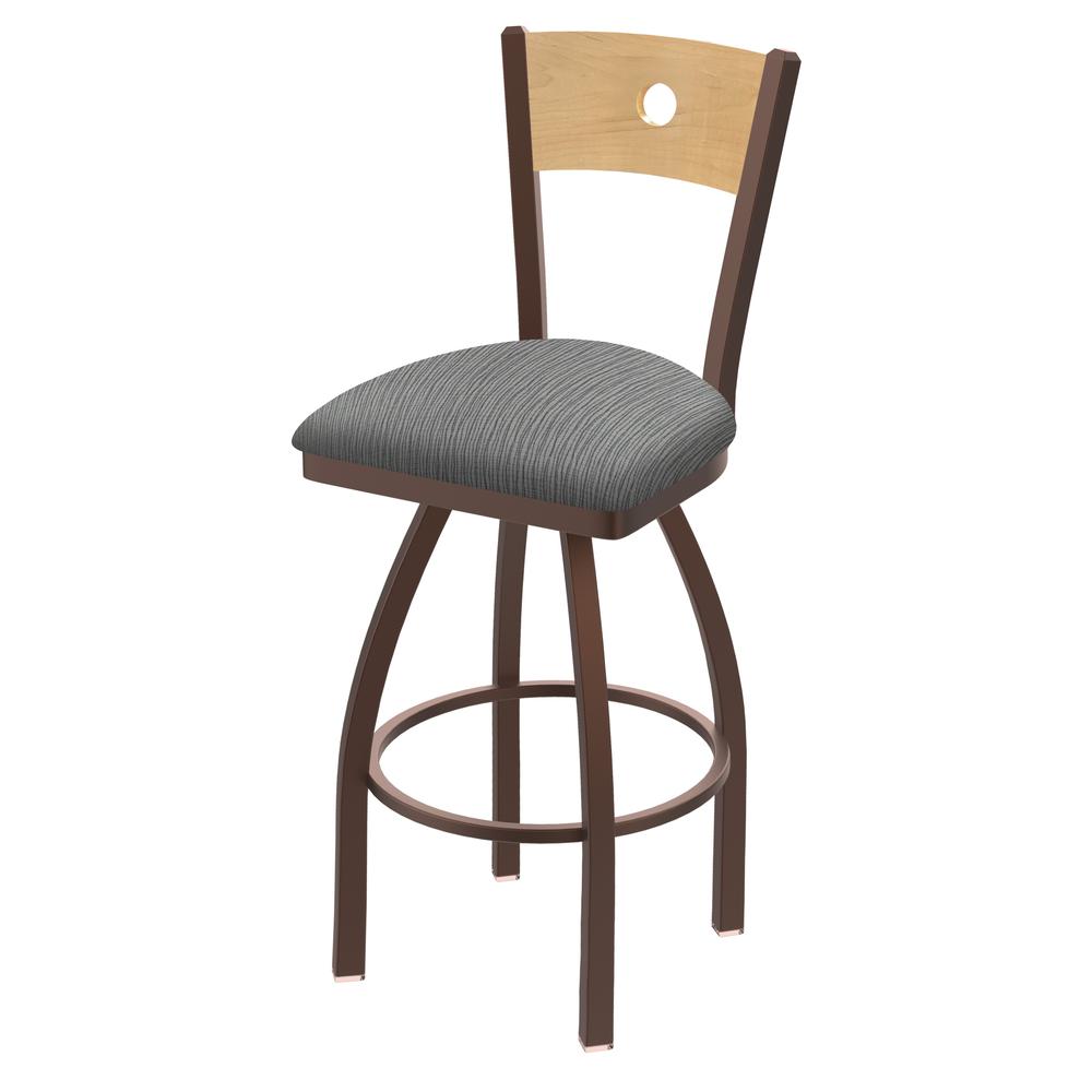830 Voltaire 30" Swivel Counter Stool with Bronze Finish, Natural Back, and Graph Alpine Seat