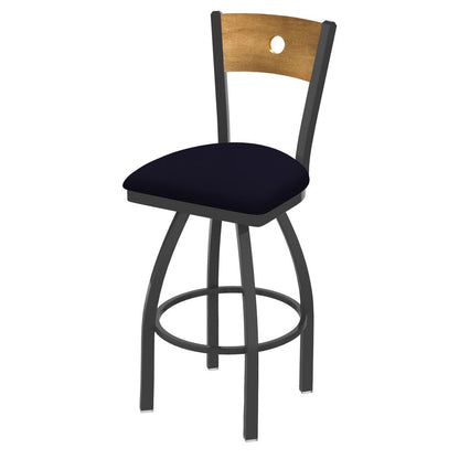 830 Voltaire 25" Swivel Counter Stool with Pewter Finish, Medium Back, and Canter Twilight Seat