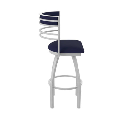 Swivel Counter Stool with Anodized Nickel Finish and Canter Twilight Seat