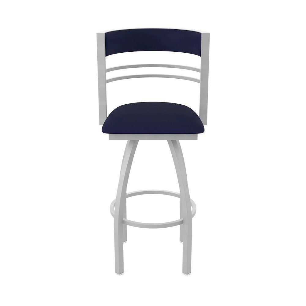 Swivel Counter Stool with Anodized Nickel Finish and Canter Twilight Seat