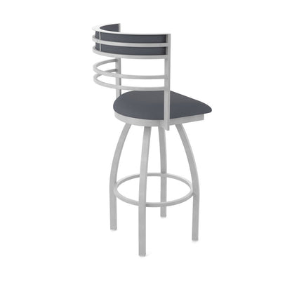 Swivel Counter Stool with Anodized Nickel Finish and Canter Storm Seat and Back