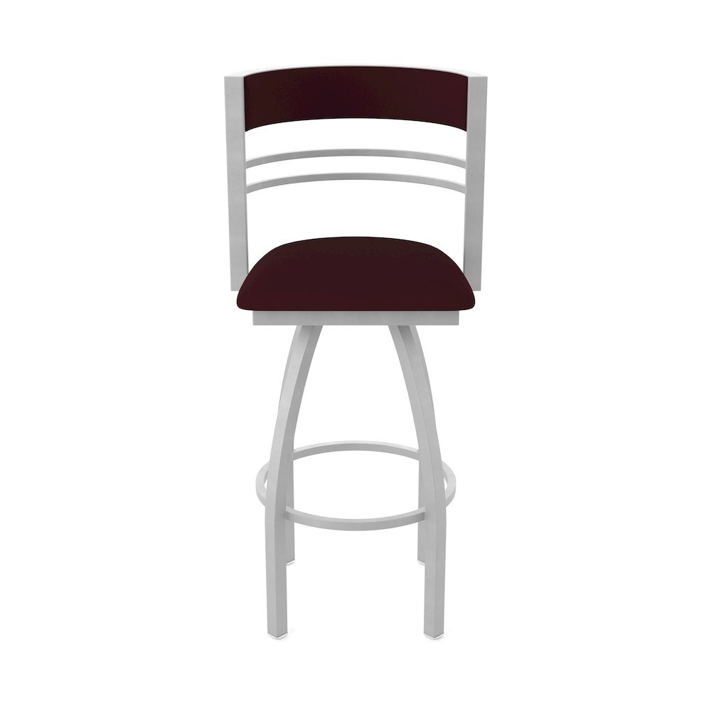 Swivel Counter Stool with Anodized Nickel Finish and Canter Bordeaux Seat