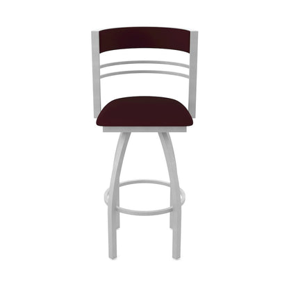 Swivel Counter Stool with Anodized Nickel Finish and Canter Bordeaux Seat