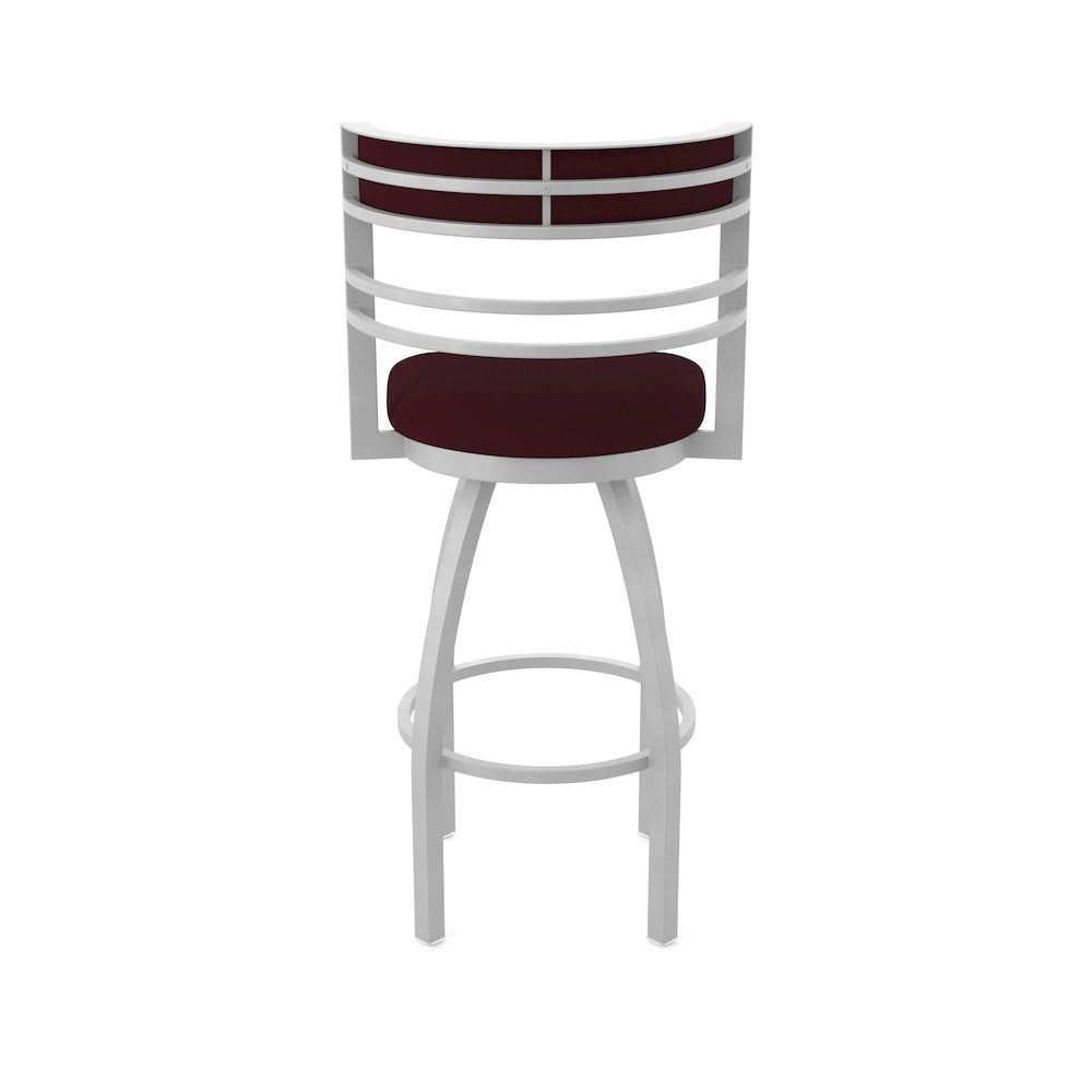 Swivel Counter Stool with Anodized Nickel Finish and Canter Bordeaux Seat