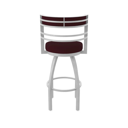 Swivel Counter Stool with Anodized Nickel Finish and Canter Bordeaux Seat