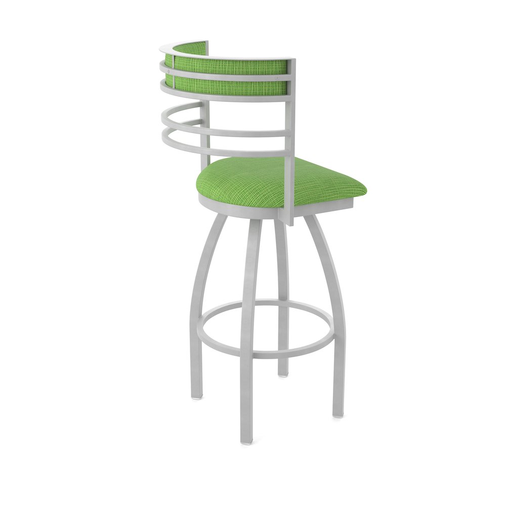 Swivel Counter Stool with Anodized Nickel Finish and Graph Parrot Seat and Back