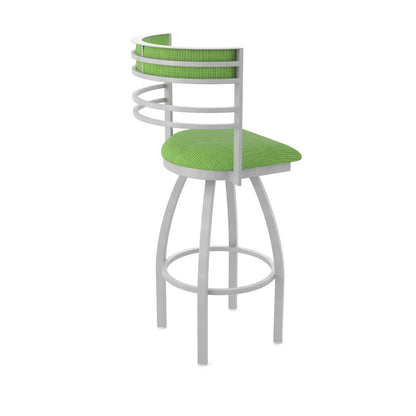 Swivel Counter Stool with Anodized Nickel Finish and Graph Parrot Seat and Back