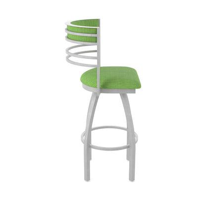 Swivel Counter Stool with Anodized Nickel Finish and Graph Parrot Seat and Back