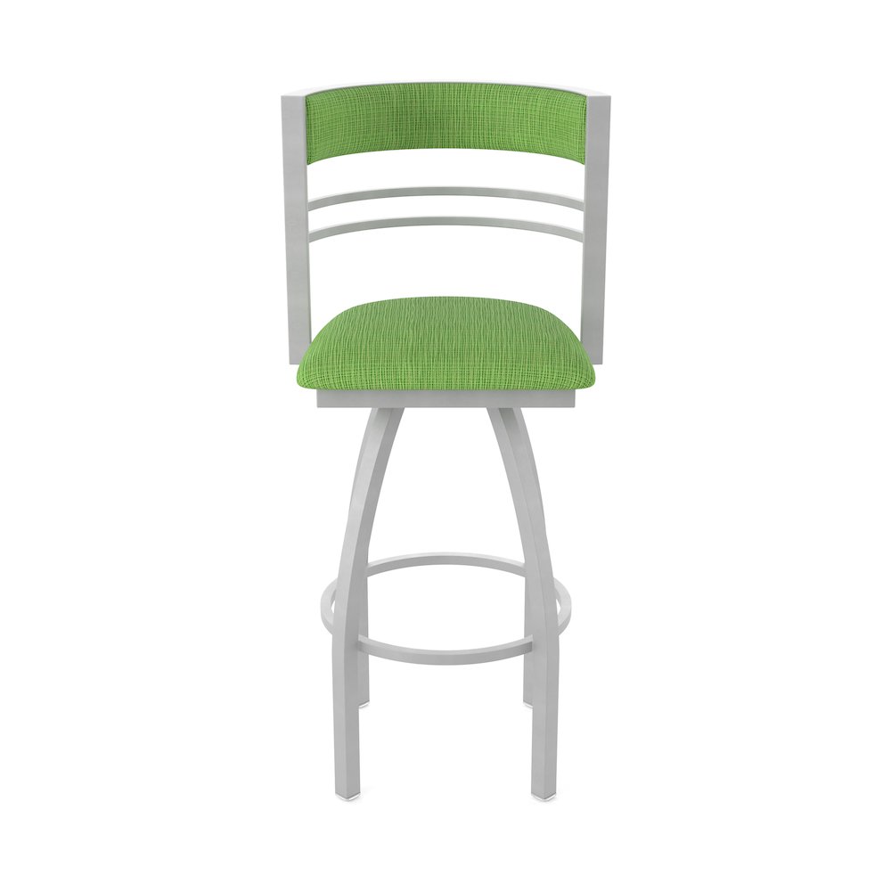 Swivel Counter Stool with Anodized Nickel Finish and Graph Parrot Seat and Back