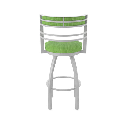 Swivel Counter Stool with Anodized Nickel Finish and Graph Parrot Seat and Back
