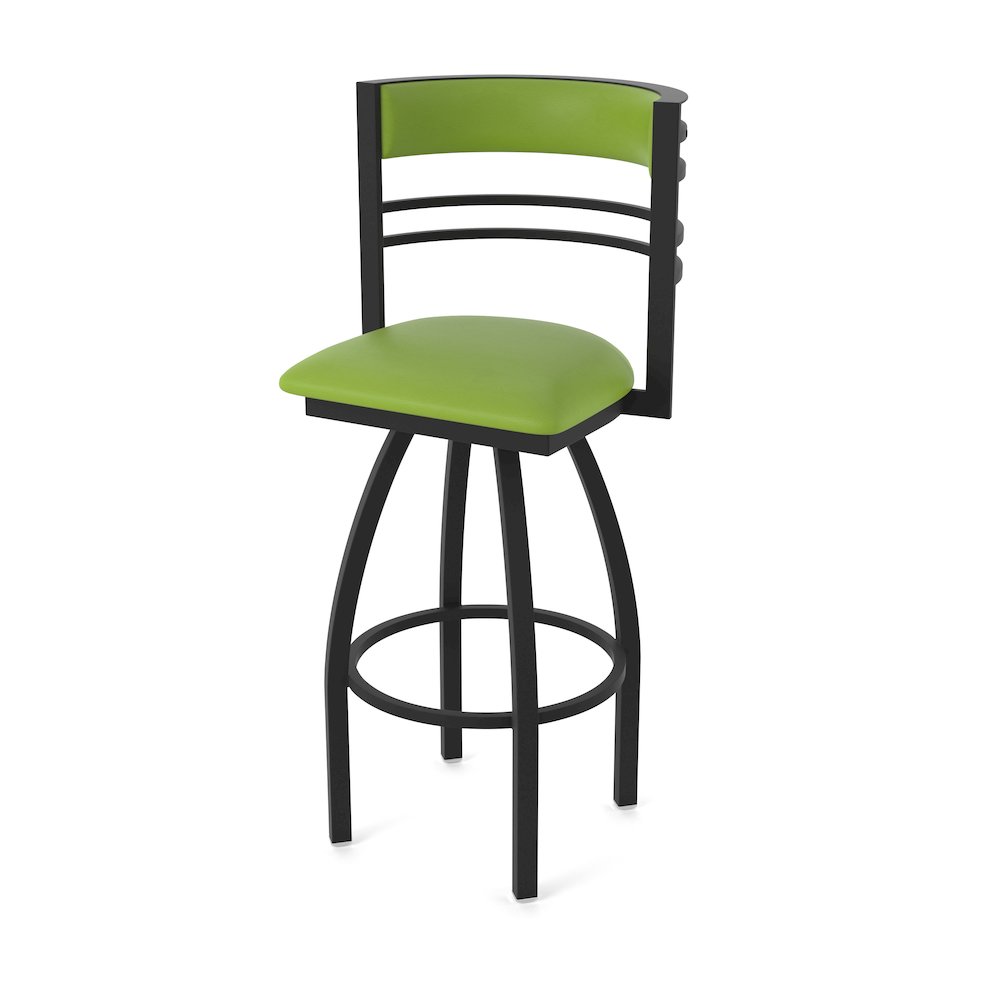 Swivel Counter Stool with Black Wrinkle Finish and Canter Kiwi Green Seat