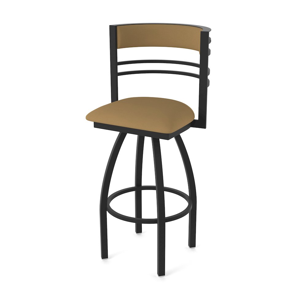 Swivel Counter Stool with Black Wrinkle Finish and Canter Saddle Seat and Back