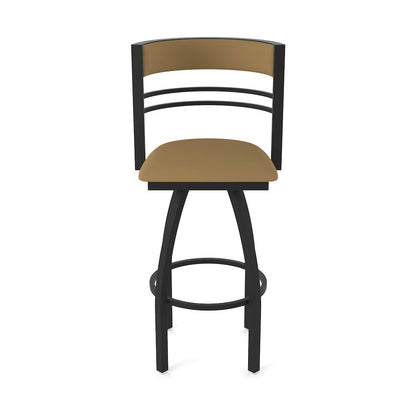 Swivel Counter Stool with Black Wrinkle Finish and Canter Saddle Seat and Back