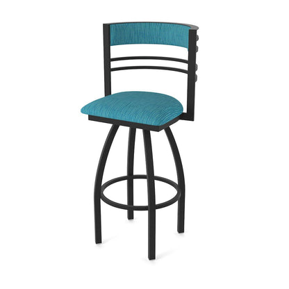 Swivel Counter Stool with Black Wrinkle Finish and Graph Tidal Seat and Back