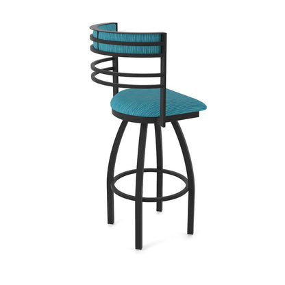 Swivel Counter Stool with Black Wrinkle Finish and Graph Tidal Seat and Back