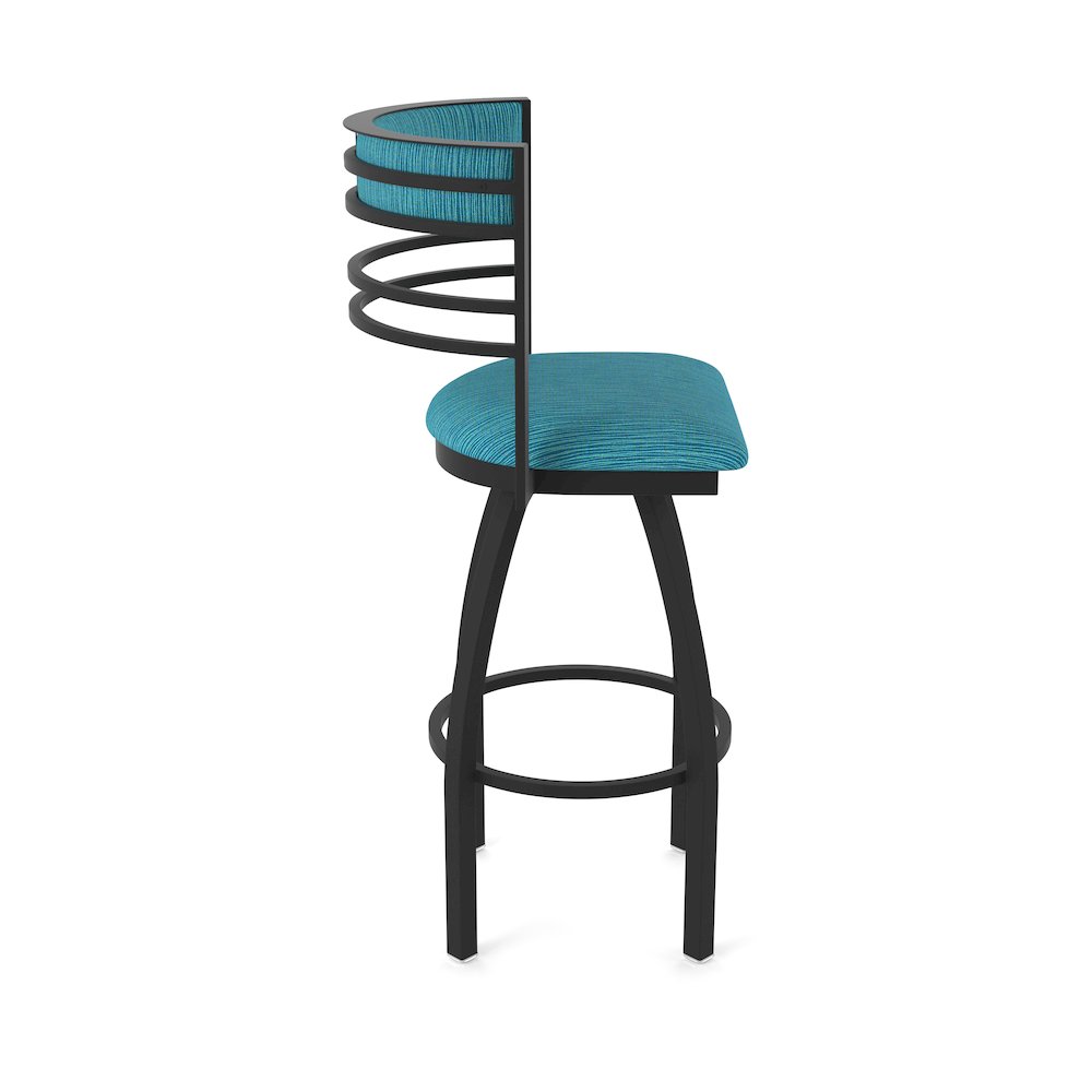 Swivel Counter Stool with Black Wrinkle Finish and Graph Tidal Seat and Back