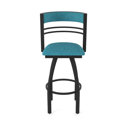 Swivel Counter Stool with Black Wrinkle Finish and Graph Tidal Seat and Back