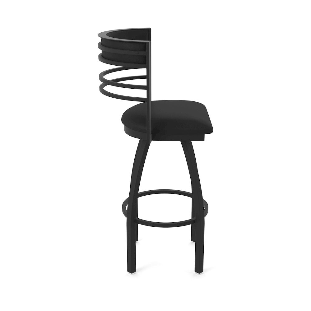 Swivel Counter Stool with Black Wrinkle Finish and Black Vinyl Seat and Back