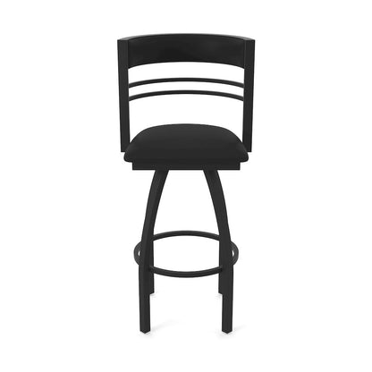 Swivel Counter Stool with Black Wrinkle Finish and Black Vinyl Seat and Back