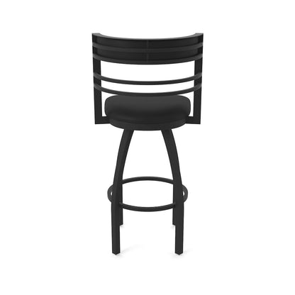 Swivel Counter Stool with Black Wrinkle Finish and Black Vinyl Seat and Back