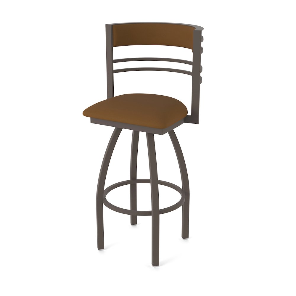 Swivel Counter Stool with Bronze Finish and Canter Thatch Seat and Back