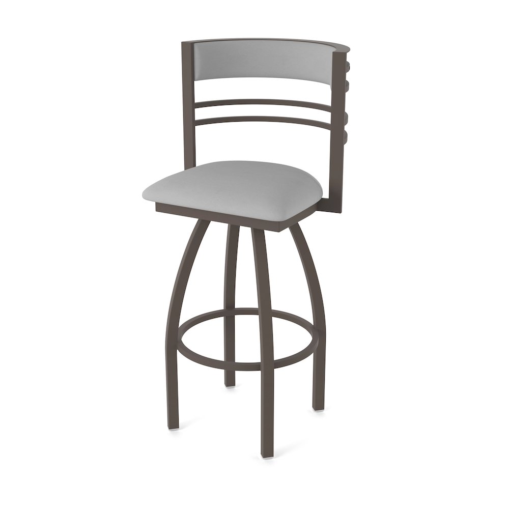 Swivel Counter Stool with Bronze Finish and Canter Folkstone Grey Seat and Back