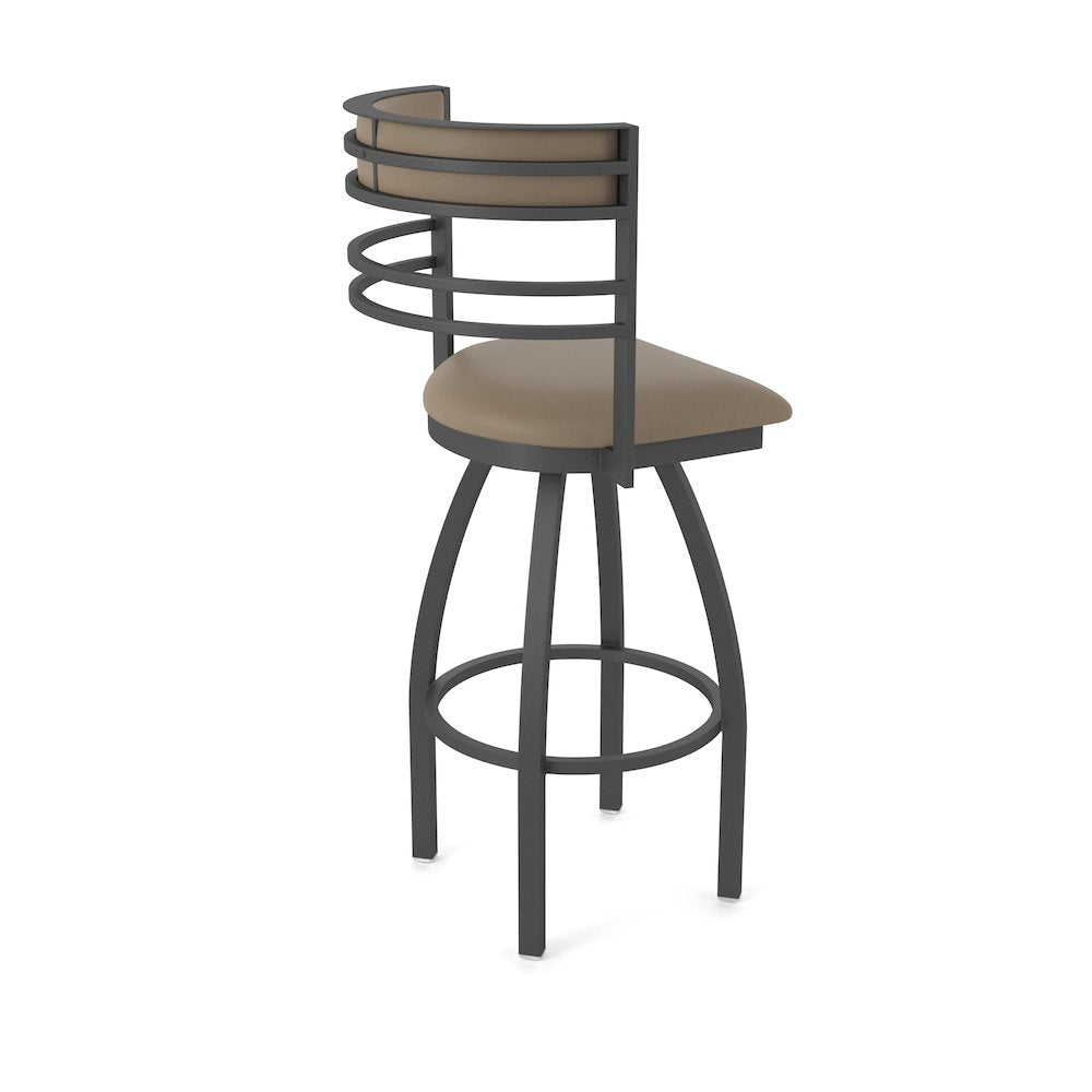 Swivel Counter Stool with Pewter Finish and Canter Earth Seat and Back