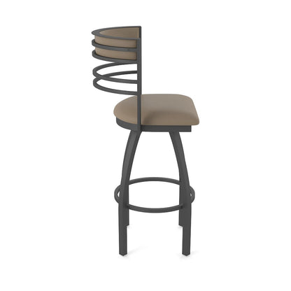 Swivel Counter Stool with Pewter Finish and Canter Earth Seat and Back