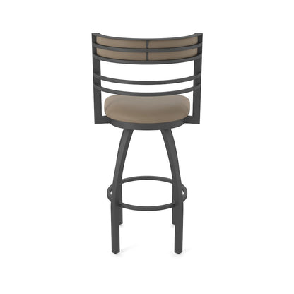 Swivel Counter Stool with Pewter Finish and Canter Earth Seat and Back