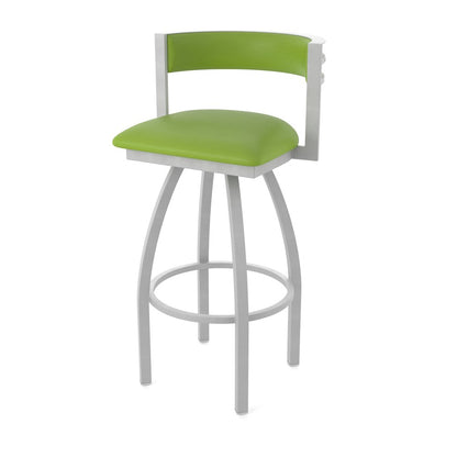 Swivel Counter Stool with Anodized Nickel Finish and Canter Kiwi Green Seat