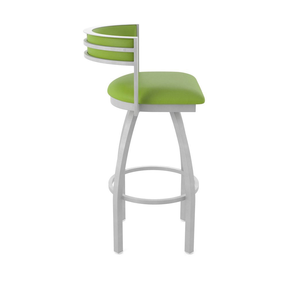 Swivel Counter Stool with Anodized Nickel Finish and Canter Kiwi Green Seat