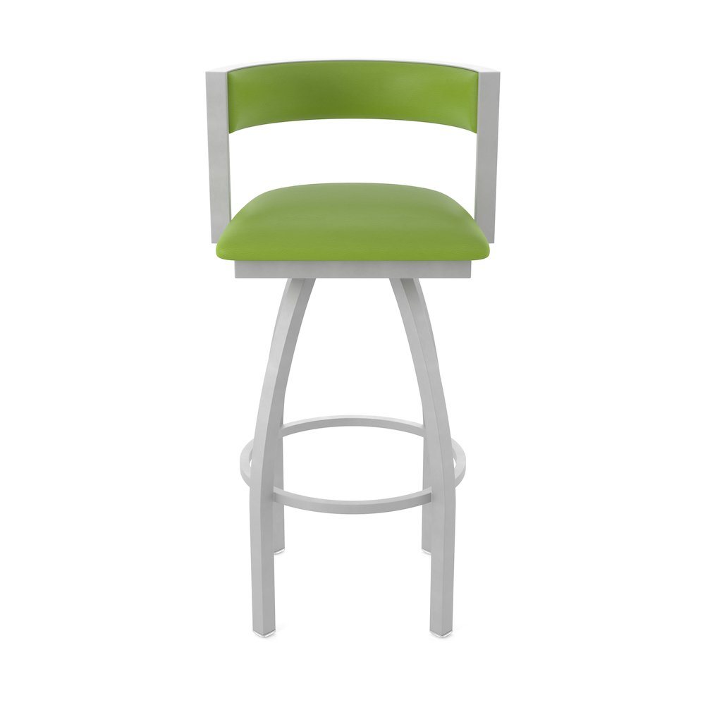 Swivel Counter Stool with Anodized Nickel Finish and Canter Kiwi Green Seat