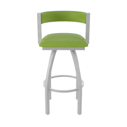 Swivel Counter Stool with Anodized Nickel Finish and Canter Kiwi Green Seat