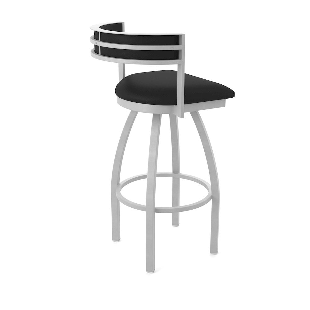 Swivel Counter Stool with Anodized Nickel Finish and Black Vinyl Seat and Back
