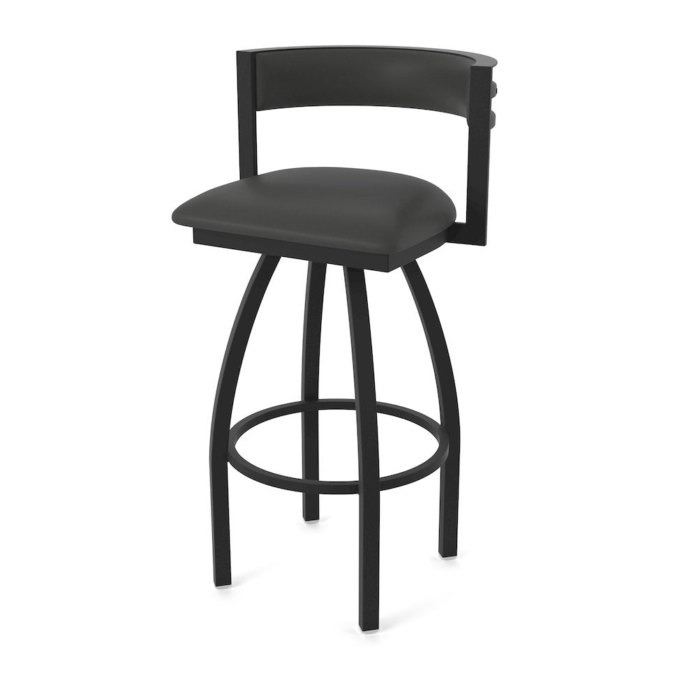 Swivel Counter Stool with Black Wrinkle Finish and Canter Iron Seat and Back