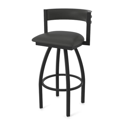 Swivel Counter Stool with Black Wrinkle Finish and Canter Iron Seat and Back