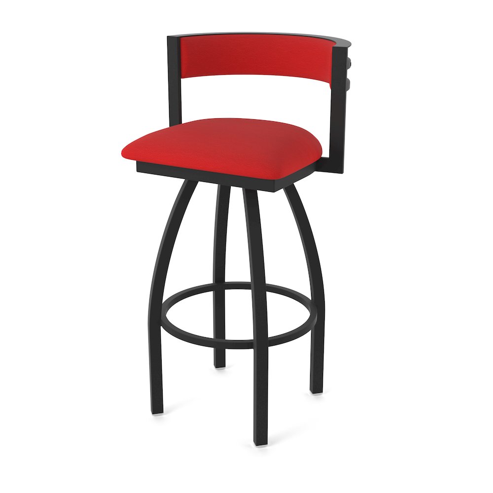 Swivel Counter Stool with Black Wrinkle Finish and Canter Red Seat and Back