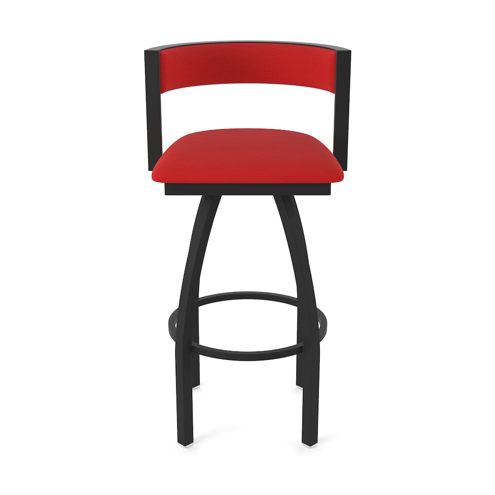 Swivel Counter Stool with Black Wrinkle Finish and Canter Red Seat and Back