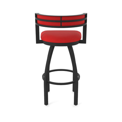 Swivel Counter Stool with Black Wrinkle Finish and Canter Red Seat and Back