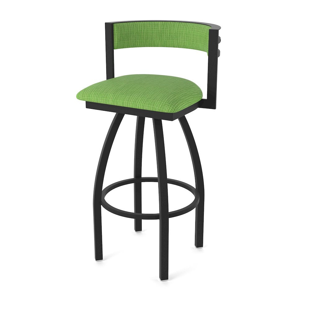 Swivel Counter Stool with Black Wrinkle Finish and Graph Parrot Seat and Back